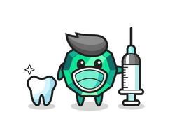 personagem mascote da gema esmeralda como dentista vetor