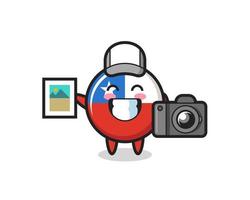 ilustração do personagem do emblema da bandeira do Chile como fotógrafo vetor