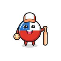 personagem de desenho animado do emblema da bandeira do Chile como jogador de beisebol vetor