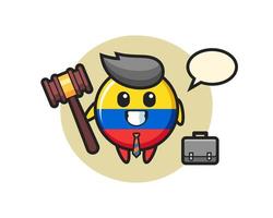 ilustração da mascote do emblema da bandeira da colômbia como advogado vetor