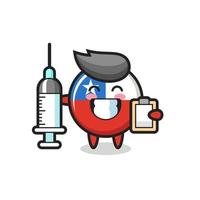 ilustração da mascote do emblema da bandeira do Chile como médico vetor