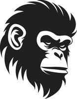 graça e graça Preto vetor chimpanzé logotipo força dentro sombras macaco emblema dentro Preto