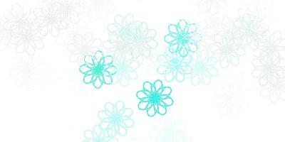 modelo de doodle de vetor verde claro com flores.