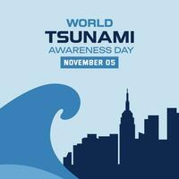 mundo tsunami consciência dia ilustração. novembro 05. vetor Projeto ilustração.