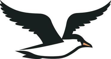 elegante devaneio gaivota símbolo dentro ônix silencioso voar desencadeado vetor gaivota majestade ícone