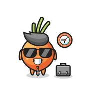 desenho animado mascote de cenoura como empresário vetor
