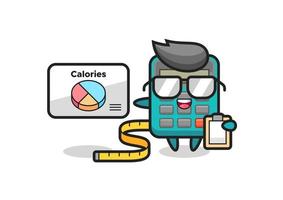 ilustração do mascote da calculadora como nutricionista vetor