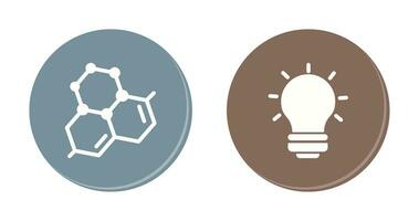molécula e luz lâmpada ícone vetor
