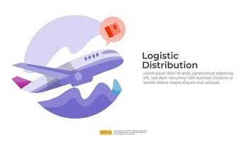 conceito de serviço de carga de distribuição logística. entrega global em todo o mundo vetor