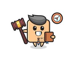 desenho de mascote de caixa de papelão como juiz vetor