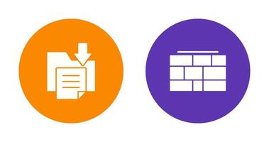 Arquivo armazenamento e tijolo parede ícone vetor