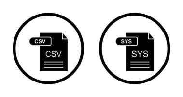 csv e sys ícone vetor