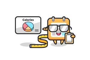 ilustração do mascote do calendário como nutricionista vetor