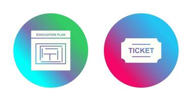 evacuação plano e bilhetes ícone vetor