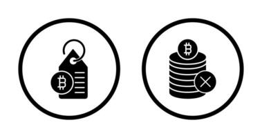 não aceitaram e bitcoin rótulo tag ícone vetor