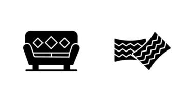 sofá e almofadas ícone vetor