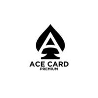 cartão ace premium com letra inicial e design de logotipo de vetor preto