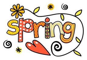 spring text title sazonal doodle lettering vetor