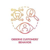 observar o comportamento dos clientes ícone de conceito vermelho