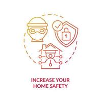 Aumente o ícone do conceito vermelho de segurança em casa vetor