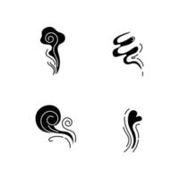 ícones de glifo preto de odor definidos no espaço em branco vetor