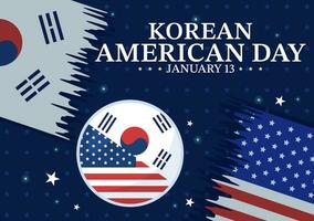 coreano americano dia vetor ilustração em janeiro 13 com EUA e sul coreano bandeira para comemorar república do aliança dentro plano fundo Projeto
