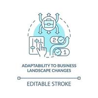 adaptabilidade ao ícone de conceito azul de mudança de cenário de negócios vetor