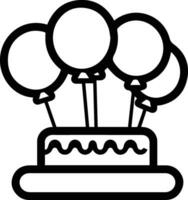 aniversário bolo logotipo dentro plano linha arte estilo vetor