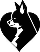 animais de estimação com corações logotipo dentro animal clínica conceito dentro plano linha arte estilo vetor