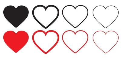 conjunto de ícones de coração. símbolo de amor. logotipo do dia dos namorados. formato de coração vetor
