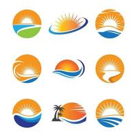 imagens do logotipo da praia do pôr do sol vetor