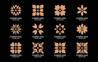 conjunto de logotipo simples em forma de flor vetor
