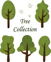 vetor coleção do árvores dentro desenho animado estilo isolado em branco fundo, árvores clipart
