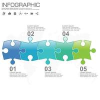 Etapas ou processos de design de infográfico de 5 partes. vetor