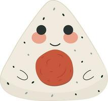 fofa japonês onigiri arroz bola cozinha ilustração gráfico elemento arte cartão vetor