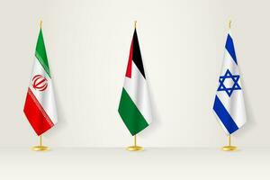 político encontro do governos. bandeiras do Irã, Palestina e Israel. vetor