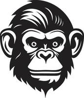 noir macaco ícone uma moderno animais selvagens tributo intrincado arte Preto chimpanzé emblema vetor