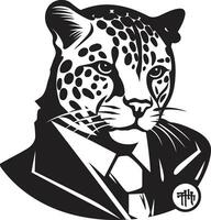 elegante caçador Jaguatirica logotipo dentro vetor elegância dentro Preto vetor pavão logotipo