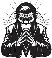 selvagem sabedoria Preto chimpanzé ícone majestoso natureza dentro monocromático chimpanzé emblema vetor