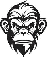 lustroso e poderoso a chimpanzé emblema do força sensato e selvagem Preto vetor chimpanzé silhueta