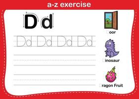 alfabeto az exercício com ilustração de vocabulário de desenho animado, vetor