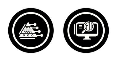pirâmide gráfico e procurar ícone vetor