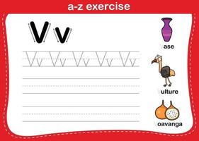 alfabeto az exercício com ilustração de vocabulário de desenho animado, vetor