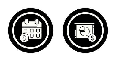 calendário e torta gráfico ícone vetor