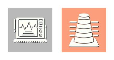 poste de amarração e ekg monitor ícone vetor