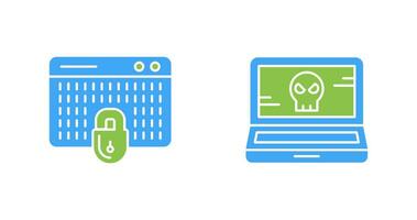 hacking e computador portátil ícone vetor