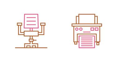 escrivaninha cadeira e impressora ícone vetor