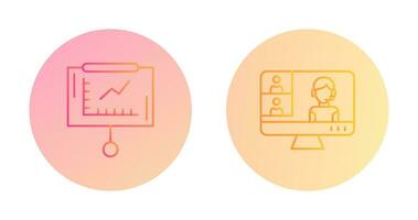 linha gráfico e conferência vídeo ligar ícone vetor