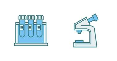 teste tubo e microscópio ícone vetor