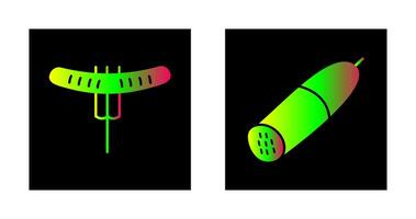 linguiça em garfo e salame ícone vetor